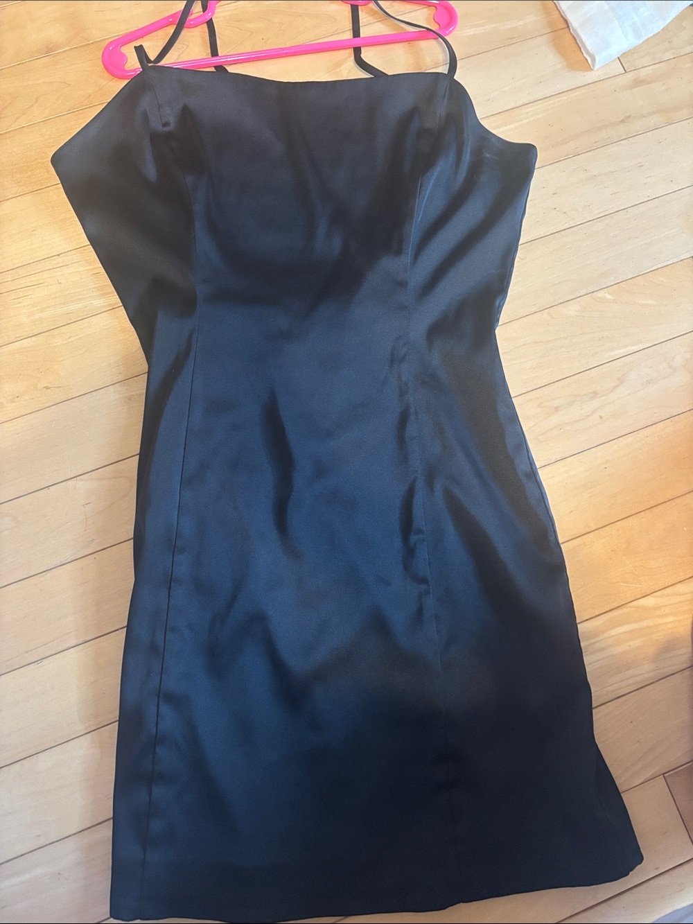 Sunday Best Black Satin Mini Slip Dress
